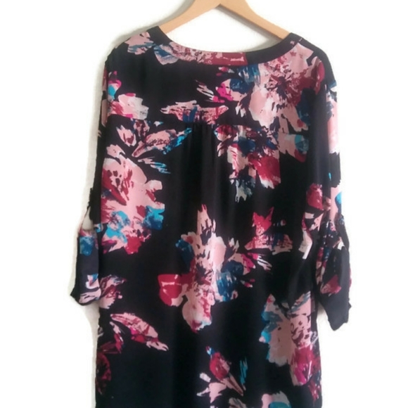 Ava & Viv Floral Print rolled Sleeve Tunic Top - Picture 2 of 5